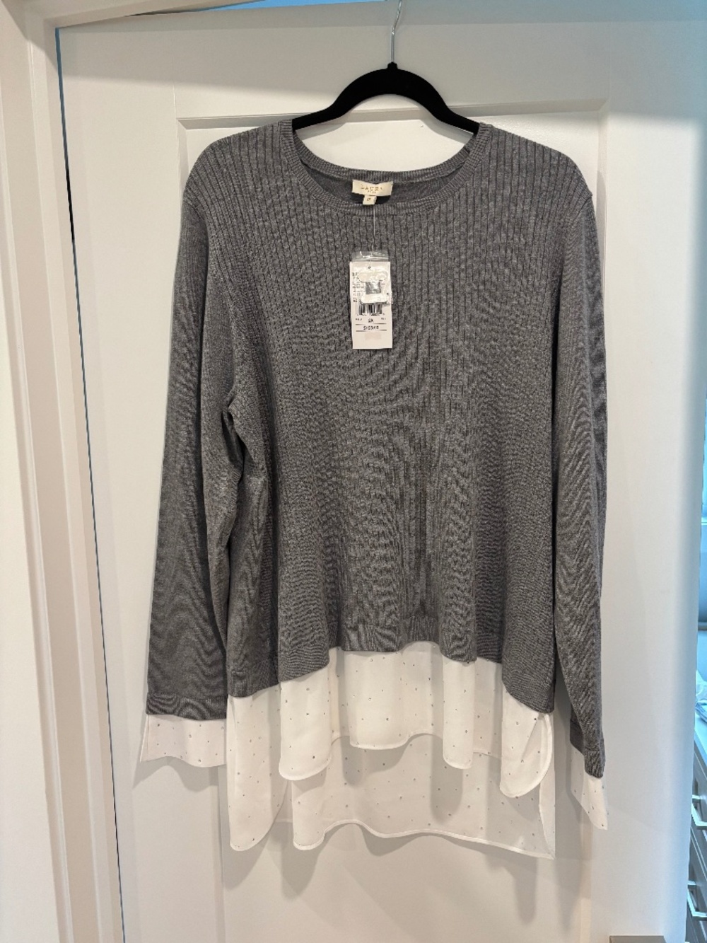 Laura NWT Grey Faux Layered Pullover Sweater Size 2X